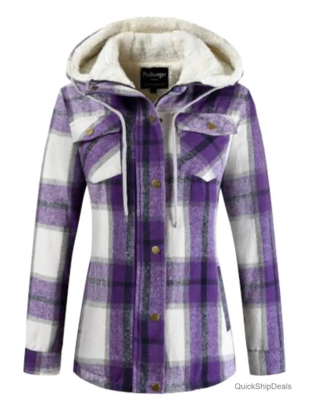 Plaid Sherpa Lined Hooded Jacket Fleece Flannel Coat